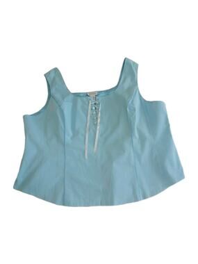 Avenue NWT Womens 26/28 Light Blue Corset Top Lace Up Front Sleeveless Boho Plus